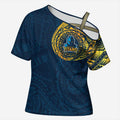 Personalized Gold Coast Titans Cross Shoulder Shirt Polynesian Tribal Chest and Sleeve Tattoo