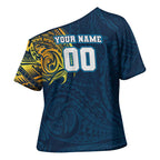 Personalized Gold Coast Titans Cross Shoulder Shirt Polynesian Tribal Chest and Sleeve Tattoo