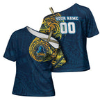 Personalized Gold Coast Titans Cross Shoulder Shirt Polynesian Tribal Chest and Sleeve Tattoo