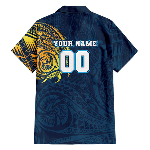 Personalized Gold Coast Titans Family Matching Off The Shoulder Long Sleeve Dress and Hawaiian Shirt Polynesian Tribal Chest and Sleeve Tattoo