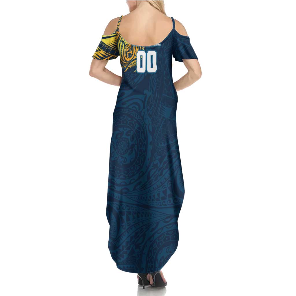 Personalized Gold Coast Titans Family Matching Summer Maxi Dress and Hawaiian Shirt Polynesian Tribal Chest and Sleeve Tattoo