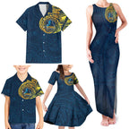 Personalized Gold Coast Titans Family Matching Tank Maxi Dress and Hawaiian Shirt Polynesian Tribal Chest and Sleeve Tattoo
