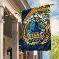 Personalized Gold Coast Titans Garden Flag Polynesian Tribal Chest and Sleeve Tattoo