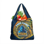 Personalized Gold Coast Titans Grocery Bag Polynesian Tribal Chest and Sleeve Tattoo