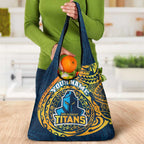 Personalized Gold Coast Titans Grocery Bag Polynesian Tribal Chest and Sleeve Tattoo