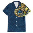 Personalized Gold Coast Titans Hawaiian Shirt Polynesian Tribal Chest and Sleeve Tattoo