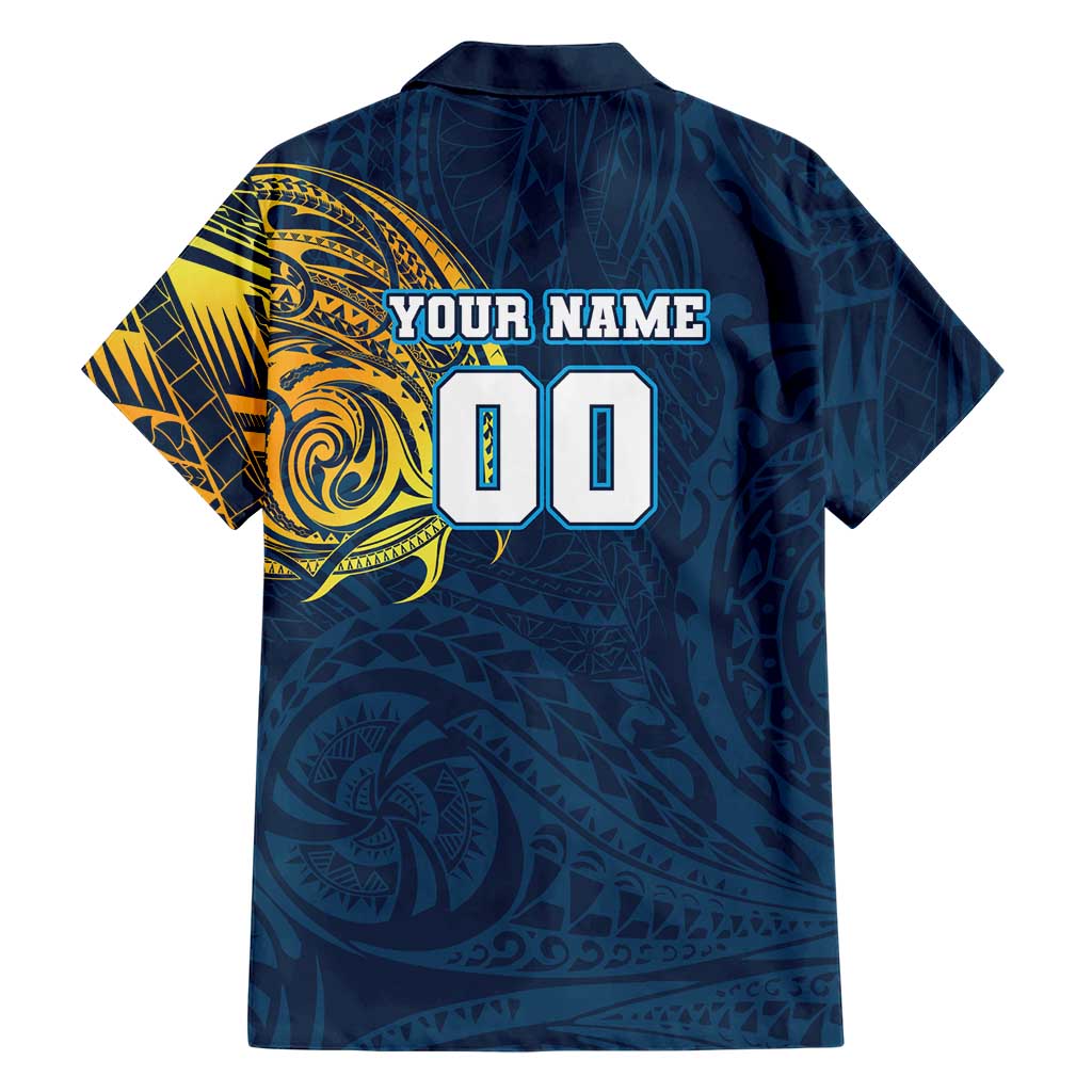 Personalized Gold Coast Titans Hawaiian Shirt Polynesian Tribal Chest and Sleeve Tattoo
