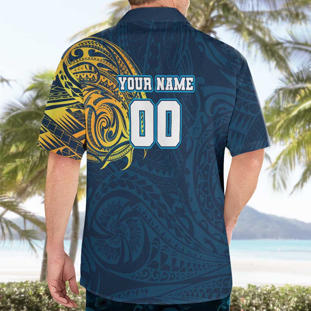 Personalized Gold Coast Titans Hawaiian Shirt Polynesian Tribal Chest and Sleeve Tattoo