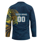 Personalized Gold Coast Titans Hockey Jersey Polynesian Tribal Chest and Sleeve Tattoo