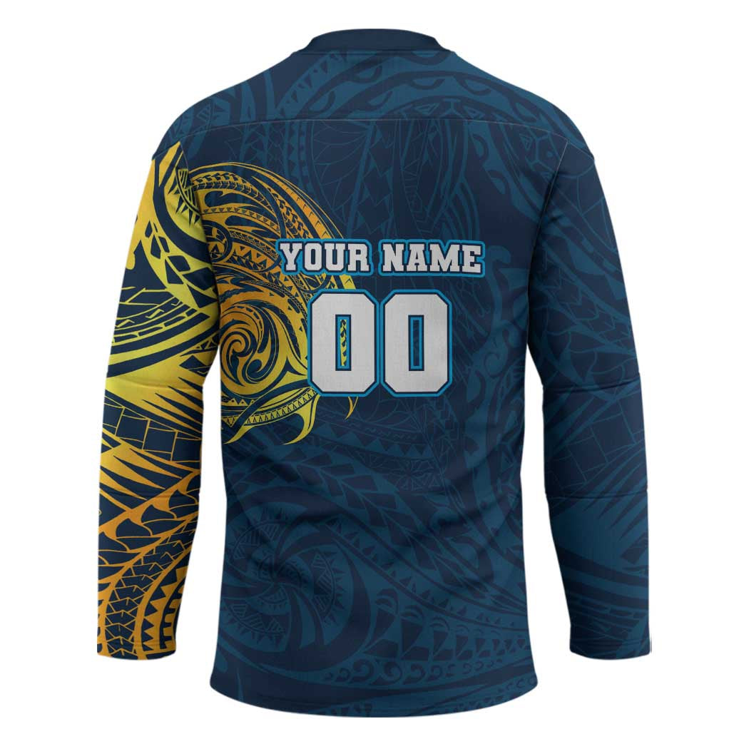 Personalized Gold Coast Titans Hockey Jersey Polynesian Tribal Chest and Sleeve Tattoo