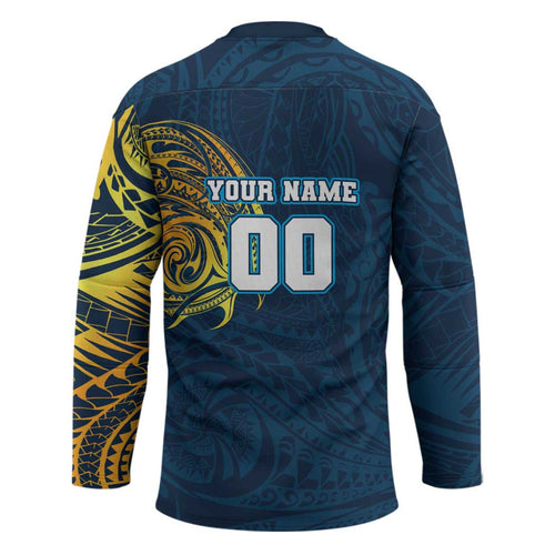 Personalized Gold Coast Titans Hockey Jersey Polynesian Tribal Chest and Sleeve Tattoo