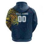 Personalized Gold Coast Titans Hoodie Polynesian Tribal Chest and Sleeve Tattoo