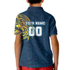 Personalized Gold Coast Titans Kid Polo Shirt Polynesian Tribal Chest and Sleeve Tattoo