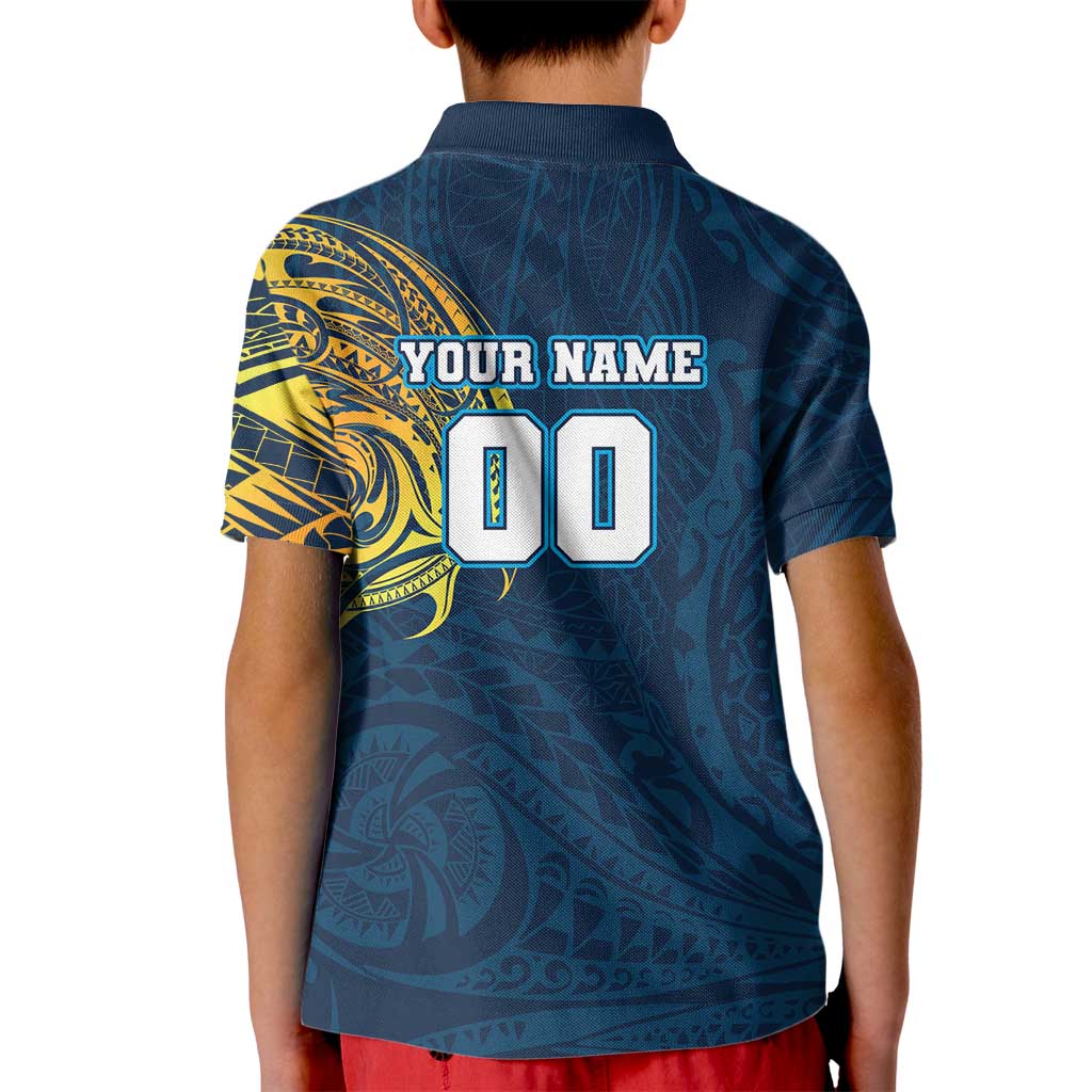 Personalized Gold Coast Titans Kid Polo Shirt Polynesian Tribal Chest and Sleeve Tattoo