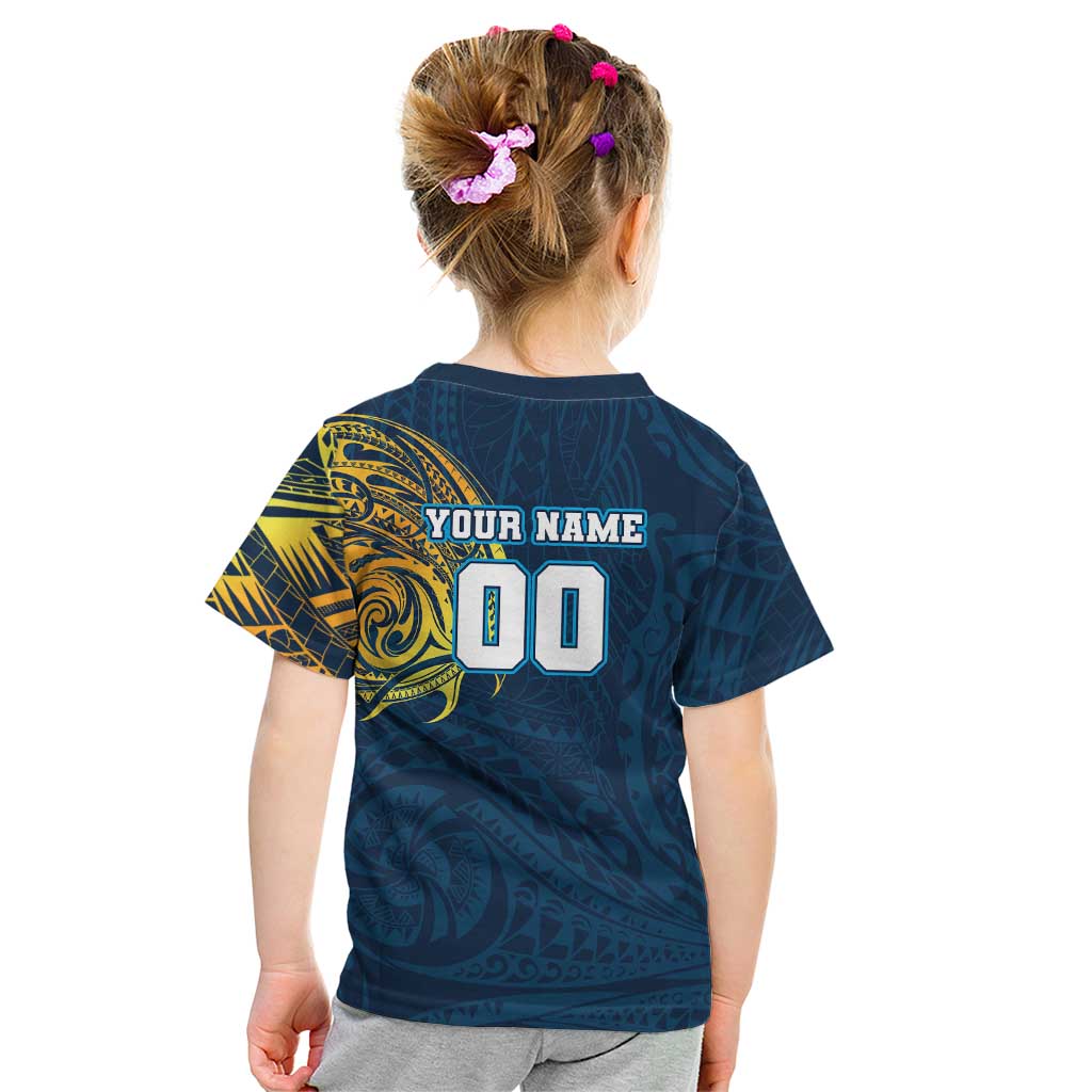 Personalized Gold Coast Titans Kid T Shirt Polynesian Tribal Chest and Sleeve Tattoo