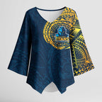 Personalized Gold Coast Titans Kimono Sleeve Blouse Polynesian Tribal Chest and Sleeve Tattoo