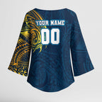 Personalized Gold Coast Titans Kimono Sleeve Blouse Polynesian Tribal Chest and Sleeve Tattoo