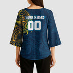 Personalized Gold Coast Titans Kimono Sleeve Blouse Polynesian Tribal Chest and Sleeve Tattoo