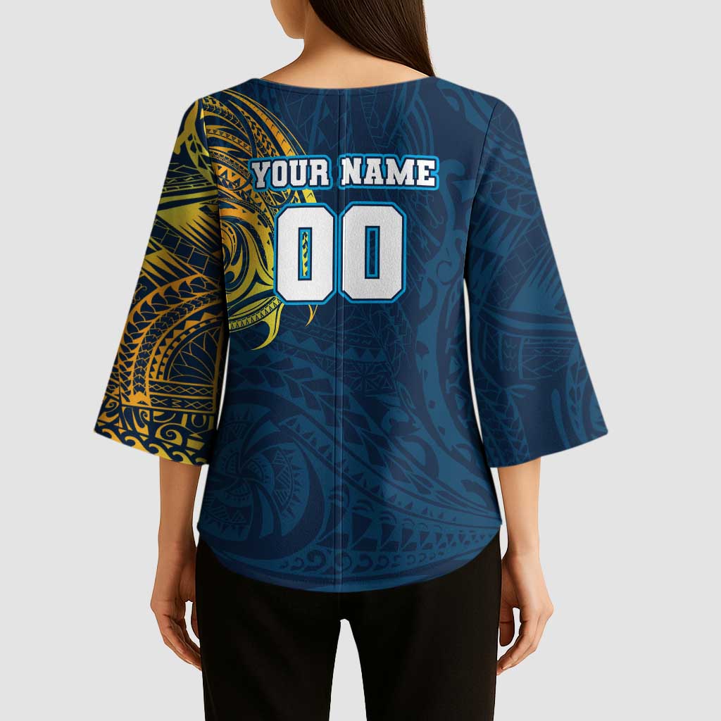Personalized Gold Coast Titans Kimono Sleeve Blouse Polynesian Tribal Chest and Sleeve Tattoo