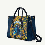 Personalized Gold Coast Titans Leather Bag Polynesian Tribal Chest and Sleeve Tattoo