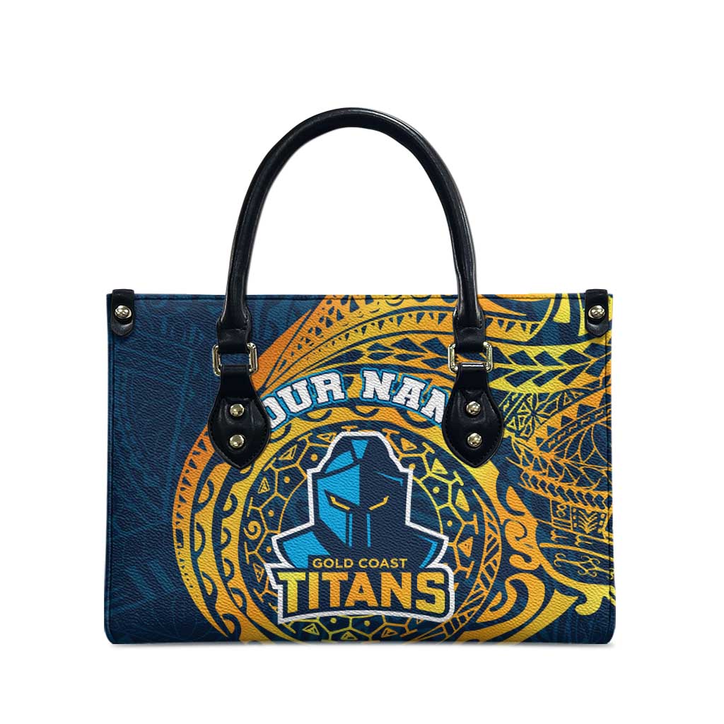 Personalized Gold Coast Titans Leather Bag Polynesian Tribal Chest and Sleeve Tattoo
