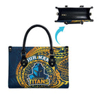 Personalized Gold Coast Titans Leather Bag Polynesian Tribal Chest and Sleeve Tattoo