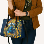 Personalized Gold Coast Titans Leather Bag Polynesian Tribal Chest and Sleeve Tattoo