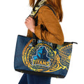 Personalized Gold Coast Titans Leather Tote Bag Polynesian Tribal Chest and Sleeve Tattoo