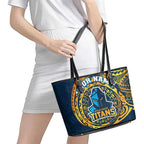 Personalized Gold Coast Titans Leather Tote Bag Polynesian Tribal Chest and Sleeve Tattoo