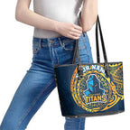 Personalized Gold Coast Titans Leather Tote Bag Polynesian Tribal Chest and Sleeve Tattoo