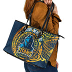 Personalized Gold Coast Titans Leather Tote Bag Polynesian Tribal Chest and Sleeve Tattoo