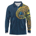 Personalized Gold Coast Titans Long Sleeve Polo Shirt Polynesian Tribal Chest and Sleeve Tattoo