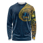 Personalized Gold Coast Titans Long Sleeve Shirt Polynesian Tribal Chest and Sleeve Tattoo
