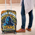 Personalized Gold Coast Titans Luggage Cover Polynesian Tribal Chest and Sleeve Tattoo