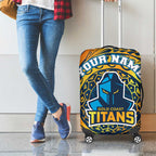 Personalized Gold Coast Titans Luggage Cover Polynesian Tribal Chest and Sleeve Tattoo