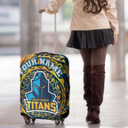 Personalized Gold Coast Titans Luggage Cover Polynesian Tribal Chest and Sleeve Tattoo