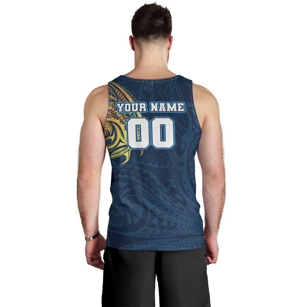 Personalized Gold Coast Titans Men Tank Top Polynesian Tribal Chest and Sleeve Tattoo