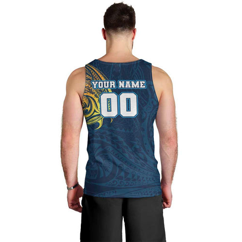 Personalized Gold Coast Titans Men Tank Top Polynesian Tribal Chest and Sleeve Tattoo