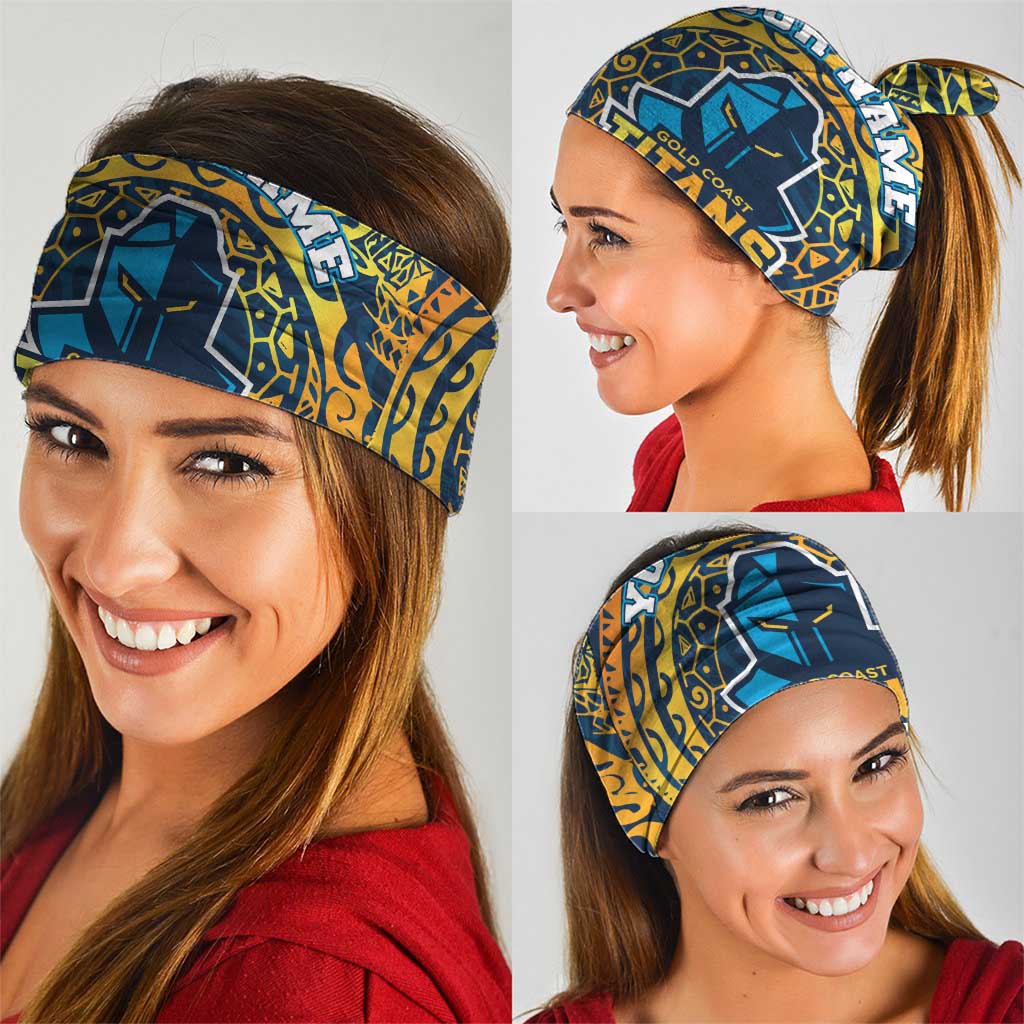 Personalized Gold Coast Titans Neck Gaiter Polynesian Tribal Chest and Sleeve Tattoo