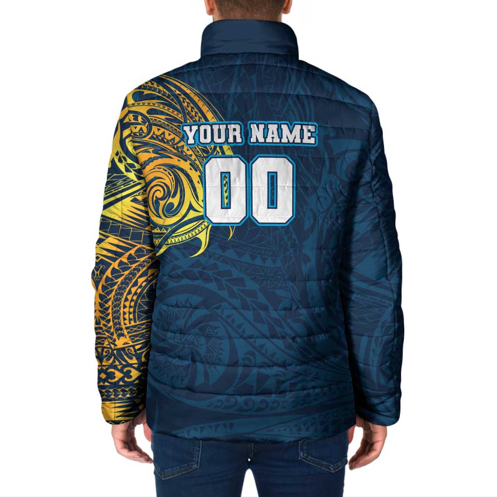 Personalized Gold Coast Titans Padded Jacket Polynesian Tribal Chest and Sleeve Tattoo
