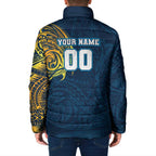 Personalized Gold Coast Titans Padded Jacket Polynesian Tribal Chest and Sleeve Tattoo