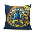 Personalized Gold Coast Titans Pillow Cover Polynesian Tribal Chest and Sleeve Tattoo