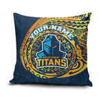 Personalized Gold Coast Titans Pillow Cover Polynesian Tribal Chest and Sleeve Tattoo