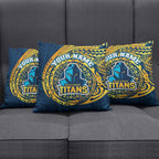 Personalized Gold Coast Titans Pillow Cover Polynesian Tribal Chest and Sleeve Tattoo