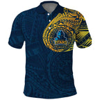 Personalized Gold Coast Titans Polo Shirt Polynesian Tribal Chest and Sleeve Tattoo