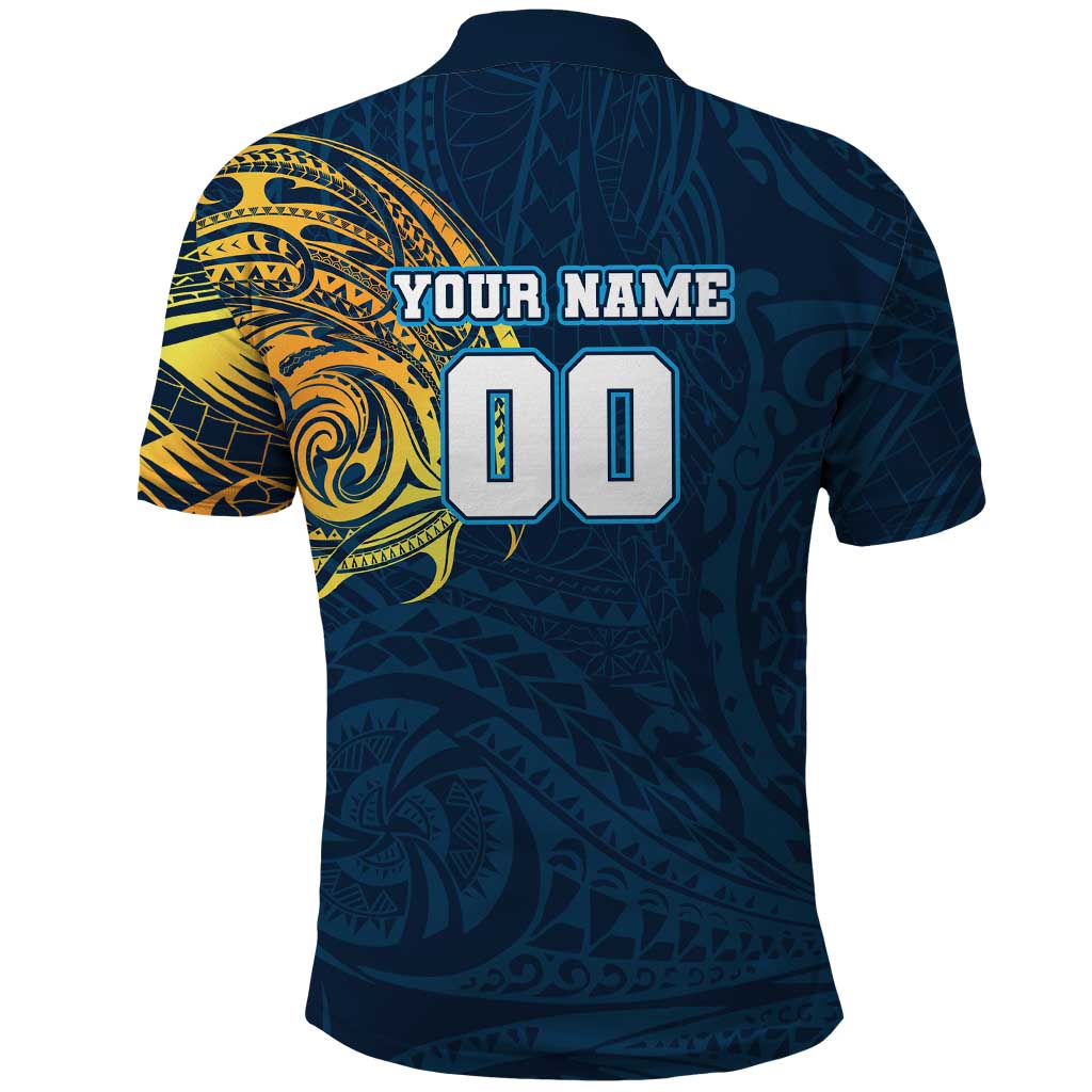 Personalized Gold Coast Titans Polo Shirt Polynesian Tribal Chest and Sleeve Tattoo