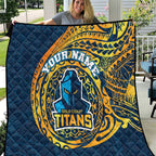 Personalized Gold Coast Titans Quilt Polynesian Tribal Chest and Sleeve Tattoo