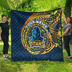 Personalized Gold Coast Titans Quilt Polynesian Tribal Chest and Sleeve Tattoo