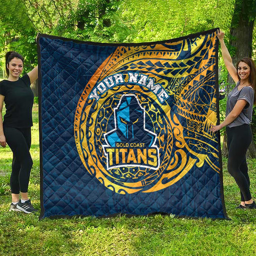 Personalized Gold Coast Titans Quilt Polynesian Tribal Chest and Sleeve Tattoo
