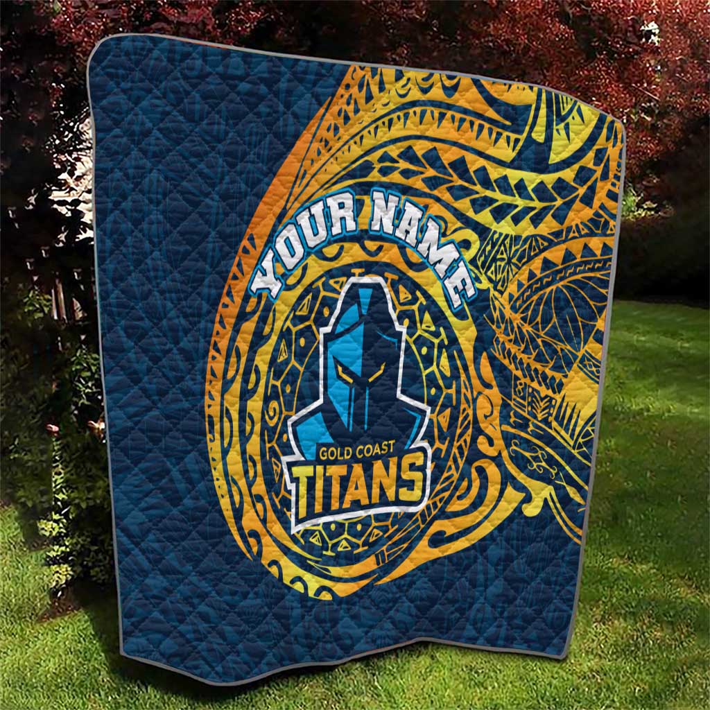 Personalized Gold Coast Titans Quilt Polynesian Tribal Chest and Sleeve Tattoo